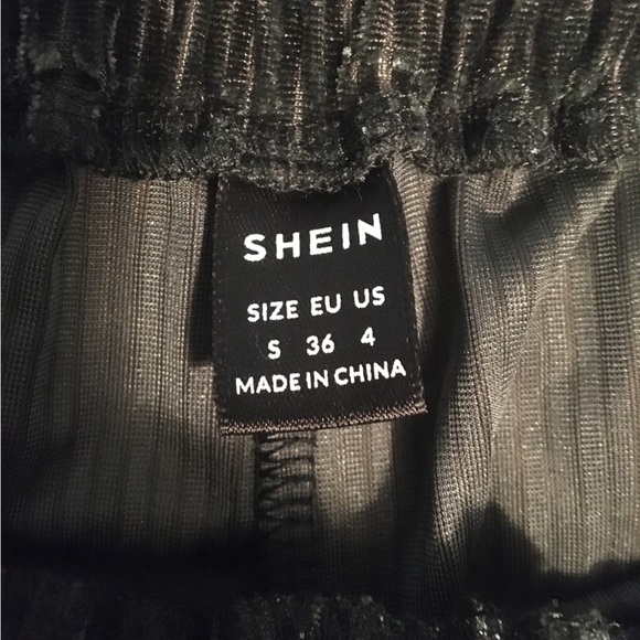 Green Shein Wide Leg Velvet Trousers - Picture 4 of 4